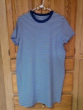 Time & Tru Striped T-shirt Dress, 100% Cotton, Size L